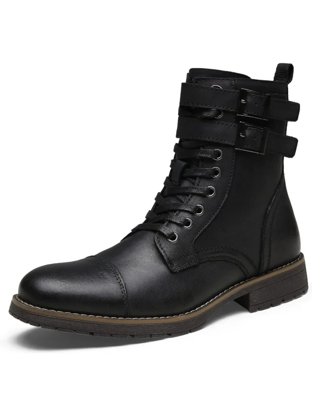 Men's Black2 Boot Motorcycle Casual Boots for Men Zipper Fashion Chukka Boot